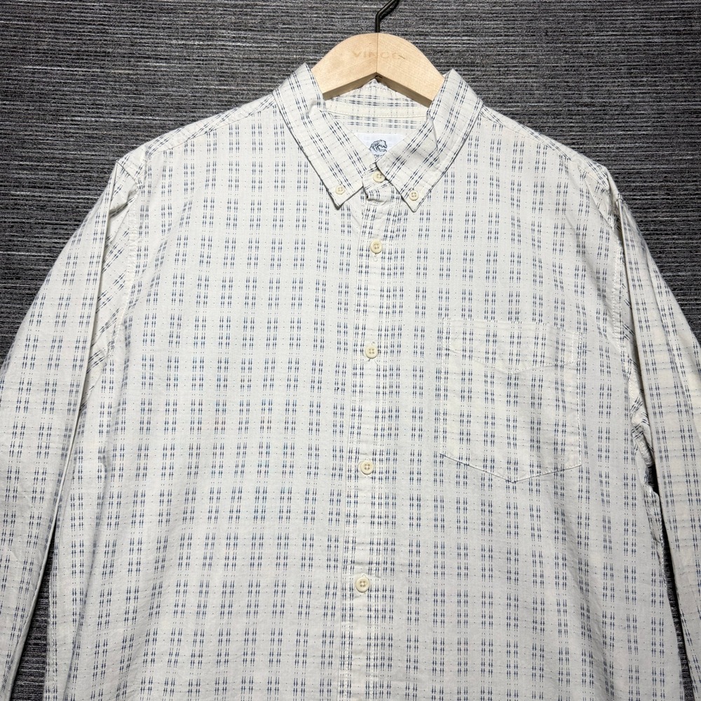 Surfside Supply Button Down Men Large Beige Geometric LS Cotton Casual Shirt